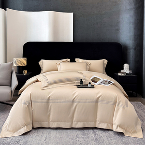 Parure <span class=keywords><strong>de</strong></span> <span class=keywords><strong>lit</strong></span> <span class=keywords><strong>de</strong></span> luxe en coton 100 % longues fibres, style hôtelier, 4 pièces, housse <span class=keywords><strong>de</strong></span> couette, broderie minimaliste, textile <span class=keywords><strong>de</strong></span> maison - Product Image 2