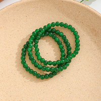 Bracelet en perles de verre vert jade, lot de 3, rond, poli, unisexe, empilable, bijoux pour tenue quotidienne, cadeau