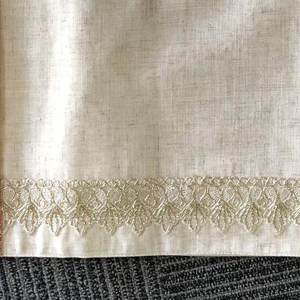 OWENIE-camino <span class=keywords><strong>de</strong></span> <span class=keywords><strong>mesa</strong></span> <span class=keywords><strong>de</strong></span> <span class=keywords><strong>arpillera</strong></span>, Lino Natural beige, bordado, redondo, con encaje - Product Image 4