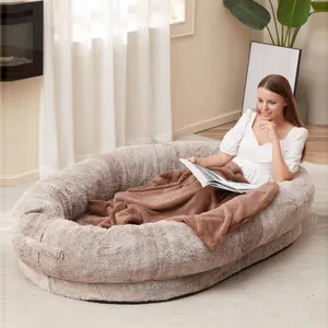 2023 New Arrival plush washable luxury super large sleep deeper gianthuman size xxl pet dog bed for humans