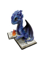 Vente en gros mini figurines de dragon en résine dragon bleu avec livre statue de dragon décoration de la maison