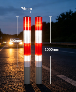 Bolardo Fijo de 76 mm con Tiras Reflectantes Rojas y Blancas – Visibilidad Diurna y Nocturna - Product Image 6