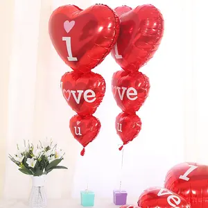 Büyük yapışık kalp seni seviyorum alüminyum folyo helyum balon sevgililer günü düğün parti dekorasyon malzemeleri