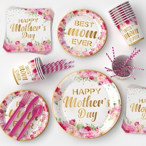Oferta Especial: Set Moderno y Ecológico <span class=keywords><strong>de</strong></span> Artículos Florales <span class=keywords><strong>para</strong></span> el Día <span class=keywords><strong>de</strong></span> la Madre, Platos, Vasos, Servilletas y <span class=keywords><strong>Decoraciones</strong></span> Desechables - Product Image 5
