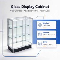 Vitrine sur pied en verre avec cadre en aluminium, étagères réglables et éclairage LED pour la vente de bijoux