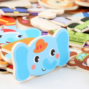 Hot bambini in età prescolare precoce educazione animale in legno trasformare i vestiti Montessori <span class=keywords><strong>puzzle</strong></span> per ragazzi - Product Image 6