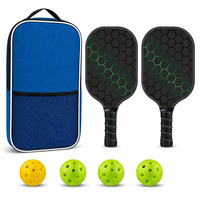 Kit de raquettes de pickleball en fibre de verre pour enfants, 2 raquettes, 4 balles, noyau en nid d'abeille, robuste, léger, écologique, usage quotidien, stock disponible