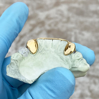 Glacé plaqué or 2 tons personnalisé Grillz diamant poussière véritable 925 dents en argent reliant barre de pont avant Halloween cadeau bijoux