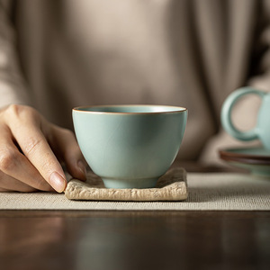 Taza de té de cerámica Ru Kiln con patrón craquelado, taza individual para degustación de té Kung Fu, taza maestra, origen Condado de Dehua - Product Image 4