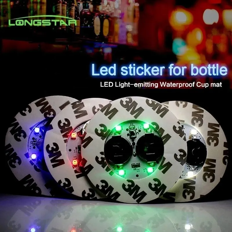 2023 Newest EVA LED Coaster Sticker Led Bottle Lighting Coaster for Champagne Bottle or Cup For Bar Parties