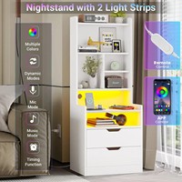 Étagère d'appoint moderne en bois blanc avec LED, table de chevet pour appartement, hôpital, salon et chambre à coucher