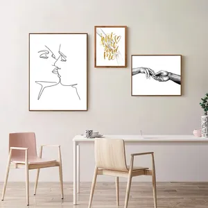 Impression sur toile, style classique, femme sexy en <span class=keywords><strong>noir</strong></span> et blanc, <span class=keywords><strong>dessin</strong></span> animé, épaule, baisers romantiques, citations, amoureux, affiches, impressions, intérieur - Product Image 5