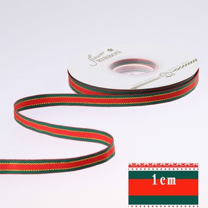 LINGKAI Wholesale <b>Red</b> Green Gold Stripe Grosgrain Christmas <b>Ribbon</b> for Gift Wrapping Tree Bow Holiday Decor - Product Image 5