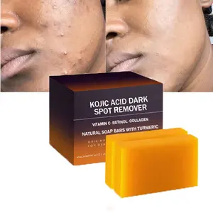 Top Selling ALL Natural Kojic Acid Bath Handmade Soap Bar Acne Removal Brightening Cleansing Raw African Black Soap