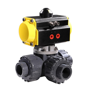 Venta de Liquidación COVNA B2B DN40 1.5 Pulgadas Válvula de 3 Vías con Retorno por Resorte y Actuador Neumático de PVC Plástico de Doble Bola - Product Image 1