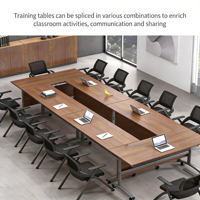 Table de formation mobile pliable double couche moderne et contemporaine, avec cadre métallique robuste et bordure en PVC – MDF écologique pour