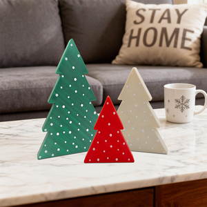 Decorazione natalizia 3D stampata a pois, piatta, a forma di albero di Natale, in varie dimensioni e colori, ornamento da tavolo, decorazione da appendere a parete per le festività. - Product Image 4