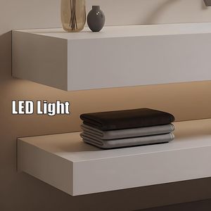 Meuble-lavabo mural moderne et minimaliste personnalisé pour salle de bain avec lavabo intégré et miroir rétroéclairé LED anti-buée - Product Image 6