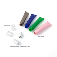 Vente en gros petit emballage cosmétique portable 20g PP rose bleu blanc trois boule à rouleaux crème pour les yeux tube en plastique bouteille