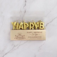 Bougie d'anniversaire en cire de paraffine dorée, décoration de gâteau pour fête romantique de Noël pour enfants, faite à la main, non toxique, Joyeux Anniversaire