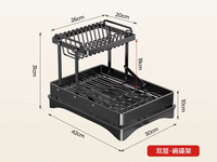 Égouttoir à vaisselle double niveau pliable sur pied en métal, en fer et plastique, pour évier de cuisine, rangement pour baguettes et vaisselle