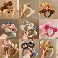 Serre-tête en peluche doux et lavable avec oreilles d'animaux de dessin animé (ours, chat, lapin) pour fête, cosplay, spa, cadeau