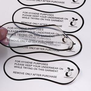 Custom Eco Friendly Biodegradable Self Adhesive Logo <b>Sticker</b> for Clothing Waterproof <b>Vinyl</b> Hygienic Underwear Bikini Exhibition - Product Image 1