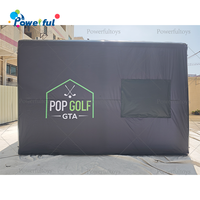Tente de simulateur de golf gonflable - Enclos d'entraînement de golf professionnel gonflable intérieur/extérieur avec écran de projection et pompe à air
