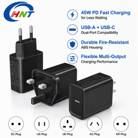 Chargeur mural rapide 45W avec Type-C PD 3.0 QC 3.0 Prise US UK EU pour téléphones mobiles
