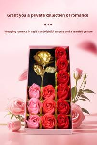 Caja de Regalo con 12 Jabones en Forma de Rosa, Diseño Clásico Hecho a Mano para San Valentín/Día de la Madre 2026, con Lámina Dorada en Relieve, <span class=keywords><strong>Flores</strong></span> Artificiales, Gran Oferta - Product Image 4
