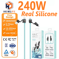 Cable de Datos USB-C con Conector de Silicona Emark PD 3.1 de 240 W, Cable de Carga Rápida Tipo C de 240 W, Cable de Silicona Emarker 4 en 1