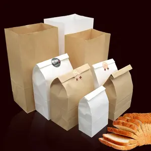 Kraftpapier Brood Verpakking Bakken Takeaway Voedsel Pakket Plastic Herbruikbare Brood Rits Toast Zakken Met Venster