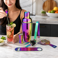 Ensemble de shaker à cocktail arc-en-ciel irisé, 8 pièces, outils de bar en acier inoxydable avec doseur, passoire, verseurs, kit de barman