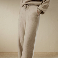 Ensemble survêtement décontracté tricoté pour femme, écoresponsable, automne, avec pull à capuche et pantalon large à cordon de serrage