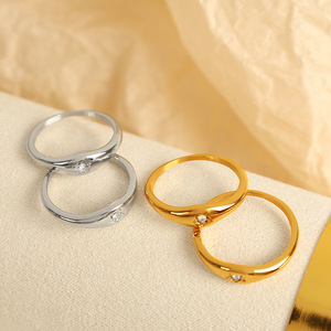 European American Style Oval Star Zircon <b>Titanium</b> Steel 18k Gold Plated North Star <b>Ring</b> For Women - Product Image 2