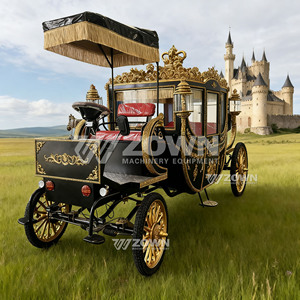 Calèche royale électrique ZOWN noire et dorée avec auvent à pompons pour mariages et tourisme - Product Image 3