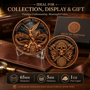 Moneda de desafío de cobre puro .999 de 5 oz, medalla con tótem de serpiente y estatua de ala de la herencia mexicana en relieve 3D para regalo de colección histórica - Product Image 5