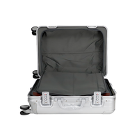 Valise trolley argentée, durable, de qualité supérieure, spacieuse, en aluminium, avec crochet latéral, verrouillage sécurisé, roues pivotantes à 360°, portable