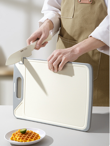 Tabla de cortar de acero inoxidable de doble cara, tabla de cortar multifuncional para cocina con afilador incorporado - Product Image 4