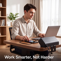 Console de charge personnalisée pour le bureau, câble rétractable, interrupteur indépendant, alimentation USB-C PD pour la maison et le bureau
