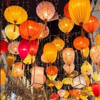 Qq350 nouveau Design coloré lanterne hôtel décoration suspendu pliant papier lanterne ballon fête plafond scène toile de fond décoration