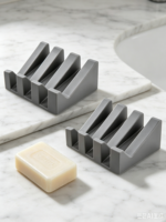 Petit porte-savon incliné en silicone à 4 fentes, étanche, pour plusieurs pains de savon, idéal pour la buanderie