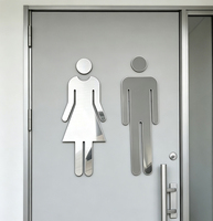Plaque de porte de toilettes moderne en acrylique 3D personnalisée, miroir écologique, logo personnalisé, pour hôtel de luxe, bureau, hommes/femmes