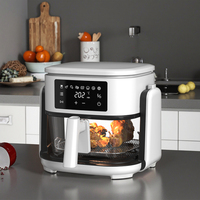 Friteuse à air électrique sans huile de grande capacité 5L, design carré en plastique, écran tactile numérique, affichage LCD, protection contre la surchauffe
