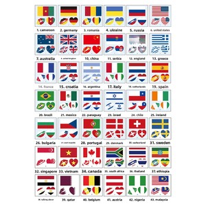 Pegatinas de Tatuaje Personalizables con Logotipo Impreso por Transferencia de Agua, Estilo <span class=keywords><strong>Bandera</strong></span> Nacional de EE. UU., México y Canadá, Novedad 2026 - Product Image 1