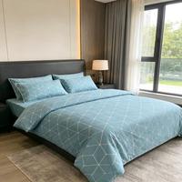 Vente en gros usine – Parure de lit Super King 100 % polyester 500TC style américain à rayures, avec taies d'oreiller, antistatique et durable