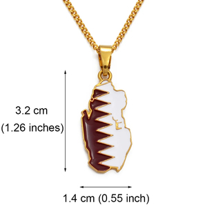 Fabricante esmalte <span class=keywords><strong>Qatar</strong></span> bandera colgante collar acero inoxidable 18K chapado en oro esmaltado <span class=keywords><strong>Qatar</strong></span> mapa cadena collar - Product Image 2
