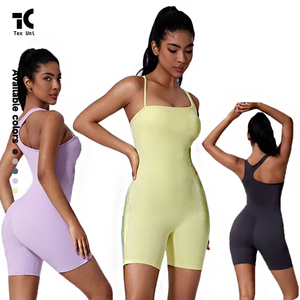 Novo Estilo Assimétrico Bela Volta Yoga Dança e Esportes Butt Lifting Smocking Cut Out Romper - Product Image 1