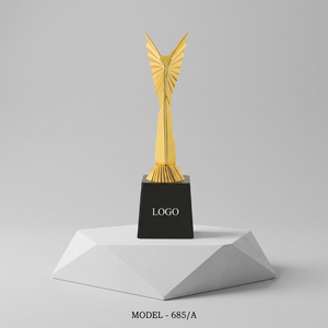 Golden Angel Trophy with Black Base Plated Finish gold silver bronze trophy wings shape trophy with wooden base - Product Image 1