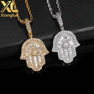 Collier pendentif personnalisé avec logo, plaqué or 18 carats, en cuivre, style hip-hop, serti de zircons cubiques 5A, nouvelle collection 2026, vente en gros - Product Image 6